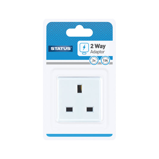 2 way - Non-Fused - Adaptor - White - 1 pk - Blister Card