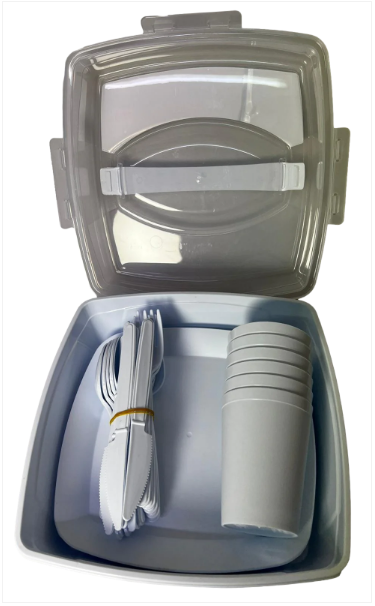 32 Pc Picnic Set 6 Place Setting With Carrying Container Random Colour Sent