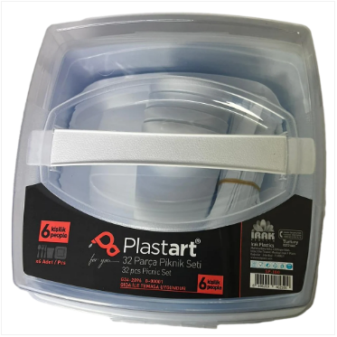 32 Pc Picnic Set 6 Place Setting With Carrying Container Random Colour Sent