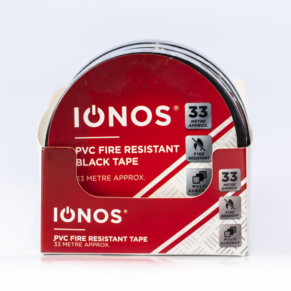 33 Mtr - Ionos - PVC Electrical Tape - Black - 1 pk - Shrink Wrapped