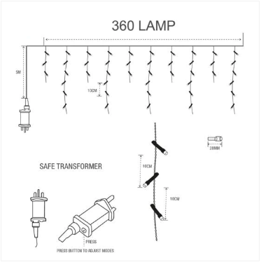 360LED Brilliant Ice White Icicle Lights