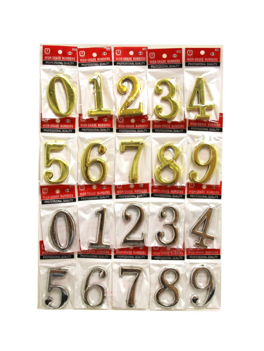 3D Door House Numbers Self Adhesive Gold Silver Times Roman Style Door Number