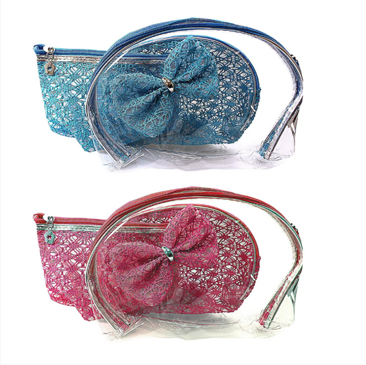 3 In 1 Bathroom Toiletries Plastic Bag Set Assorted Colours