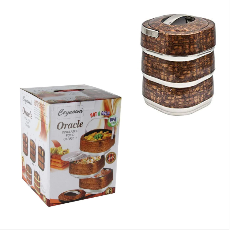 3 Pack Hot Cold Pots Insulated Food Carrier Adjustable Food Container Oracle 29cm x 23cm