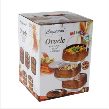 3 Pack Hot Cold Pots Insulated Food Carrier Adjustable Food Container Oracle 29cm x 23cm