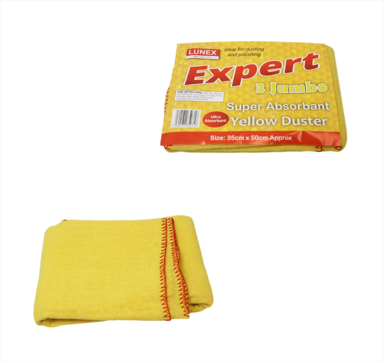 3 Pack Jumbo EXPERT Super Absorbent Dusting and Polishing Yellow Duster 35 x 50cm