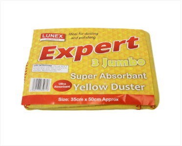 3 Pack Jumbo EXPERT Super Absorbent Dusting and Polishing Yellow Duster 35 x 50cm