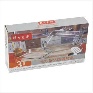 3 Pack Kitchen Bakeware Tempered Glass Roaster Set 1-1.5-2 Litre Dish