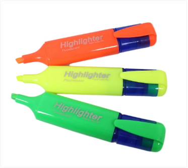 3 Pack Neon Coloured Highlighters School Stationery Highlighter Set