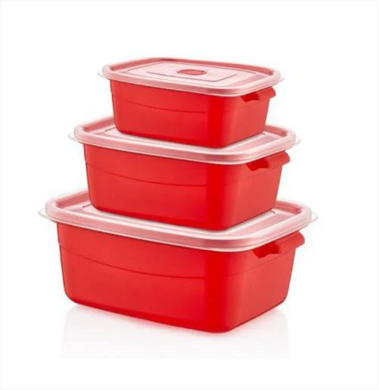 3 Pack Rectangular Food Storage Containers Microwave Food Pot With Lids
