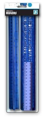 3 Pack Rulers 30cm 15cm & 30cm Stencil Ruler Set