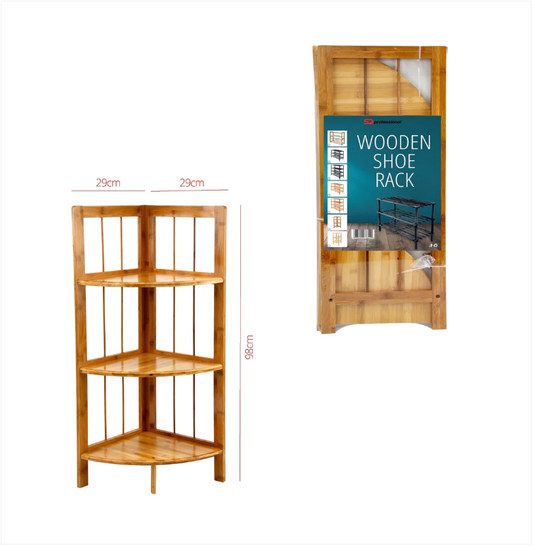3 Tier Bamboo Wooden Shoe Rack Multipurpose Use Wooden Rack 29 x 98cm