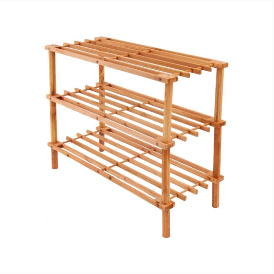 3 Tier Shoe Storage Rack WALNUT Indoor Lounge Bedroom Shoe Rack