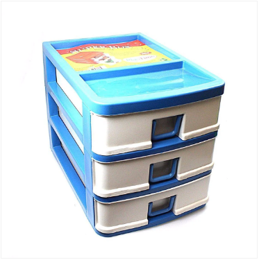 3 Tier Small Plastic Draw Storage Sewing Craft Box Assorted Colours 20 x 18.5 x 26 cm
