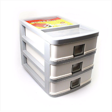 3 Tier Small Plastic Draw Storage Sewing Craft Box Assorted Colours 20 x 18.5 x 26 cm