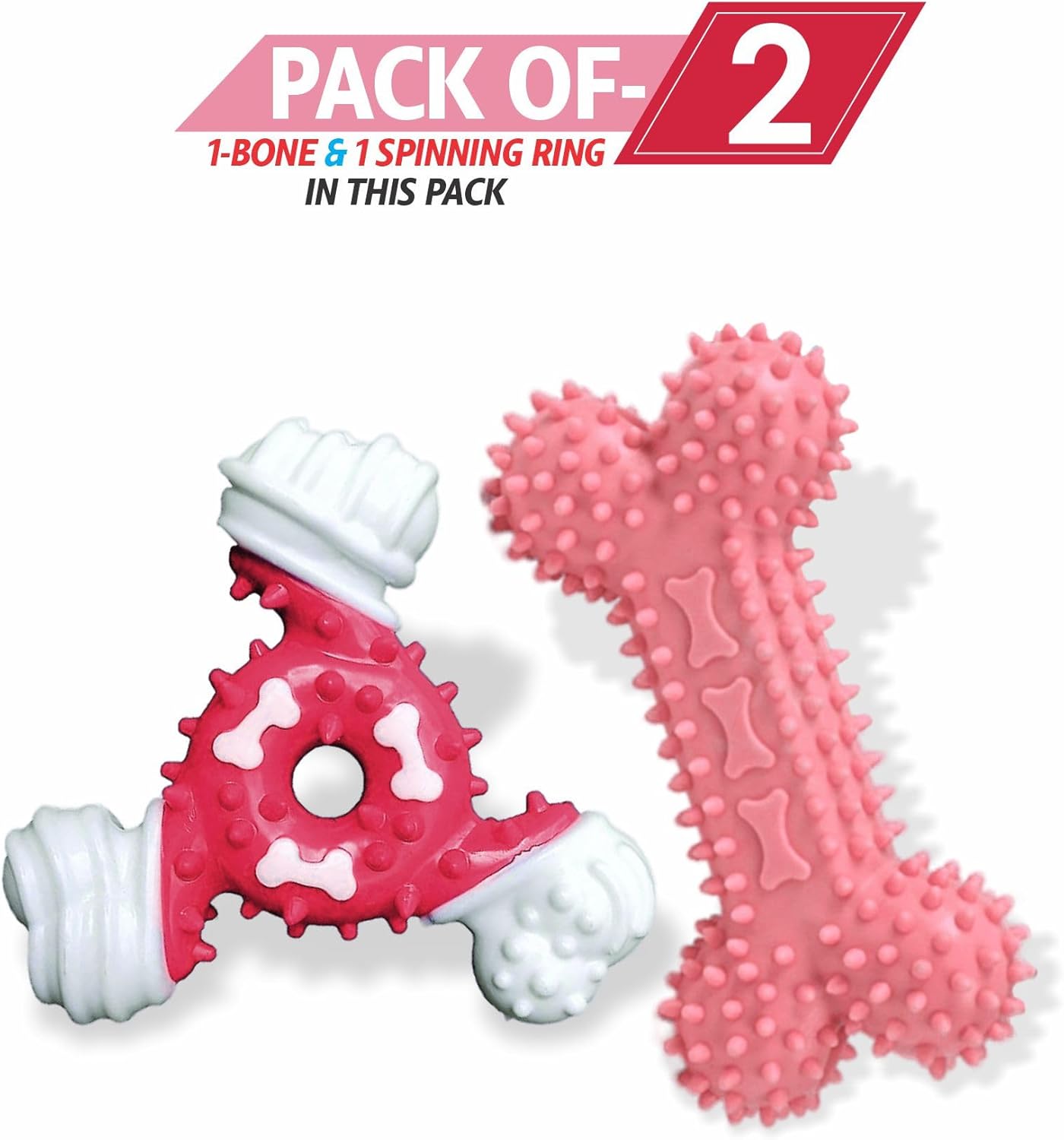 Puppy Teething Toys Spinning Ring & Rubber Bone