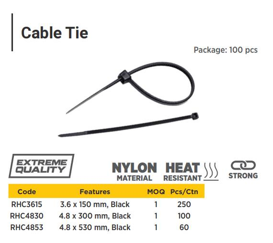 3,6x150 BLACK SELF LOCKING NYLON CABLE TIE ( 100pcs in one bag )