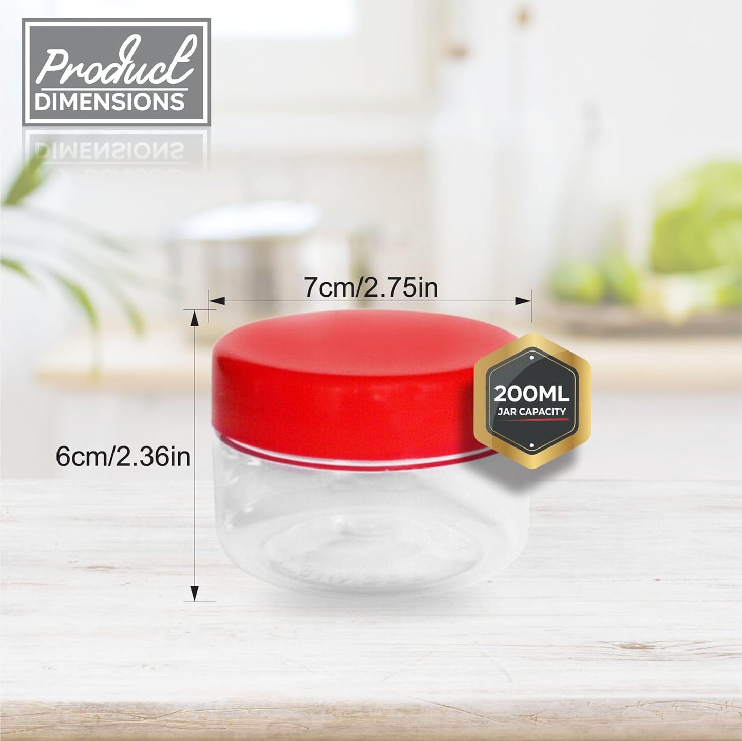 Clear Canister Pots Plastic Storage Jar 200ml