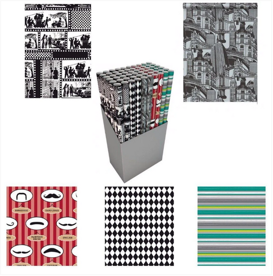 3m Assorted Design Colour Generic Vintage Gift Wrap