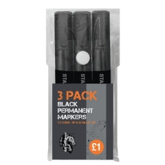 3pk Black Permanent Markers