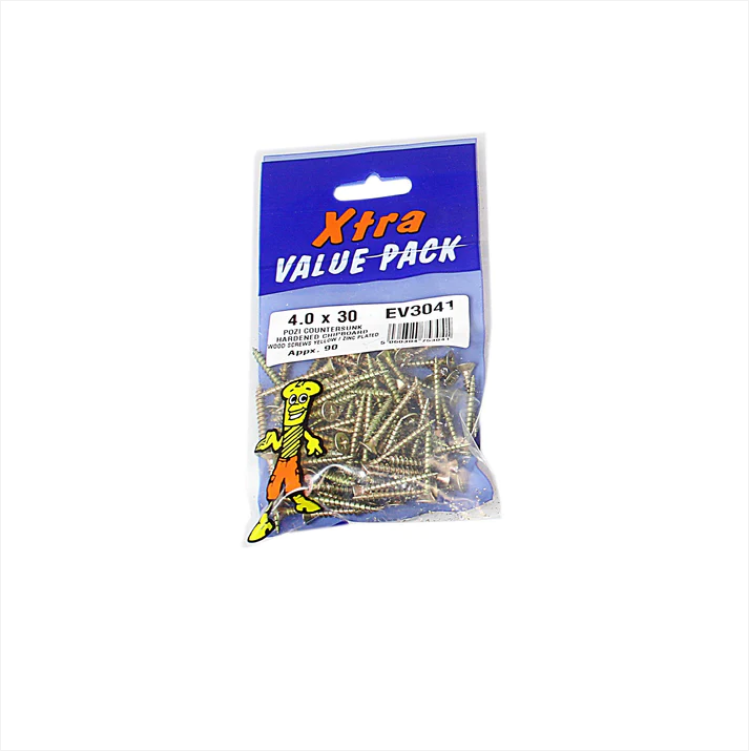 4.0 x 30 Pozi c/sk Chipboard Screws Yellow Diy Xtra Value