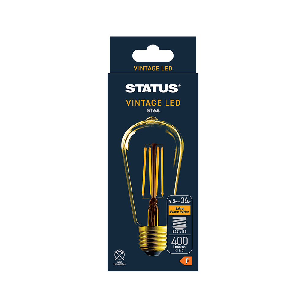 4.5w = 380 lumens - Antique - ST64 Pear - ES - Golden - LED Filament - 1 pk box - in White CDU
