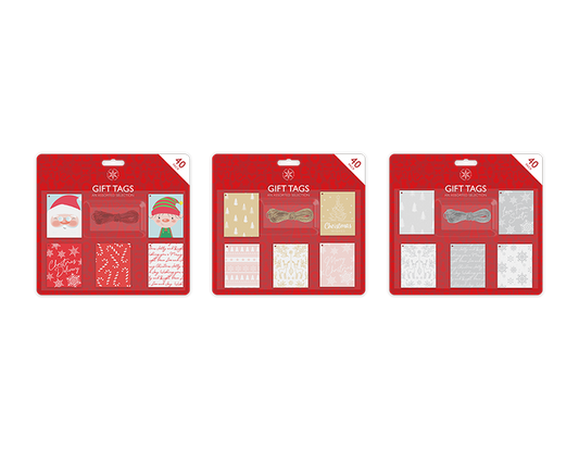 40 Christmas Assorted Gift Tags