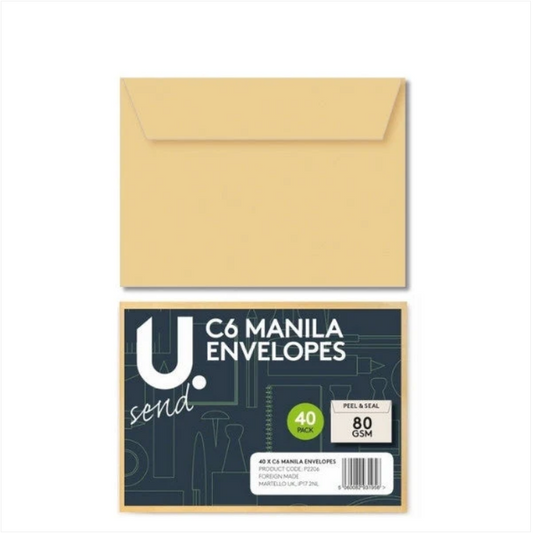 40 Pack Manila C6 Envelopes Office Home School Use Peel And Seal