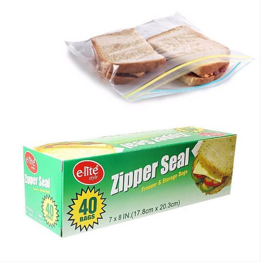 40 Pack Zipper Seal Freezer Bag 17cm x 20cm Home Kitchen
