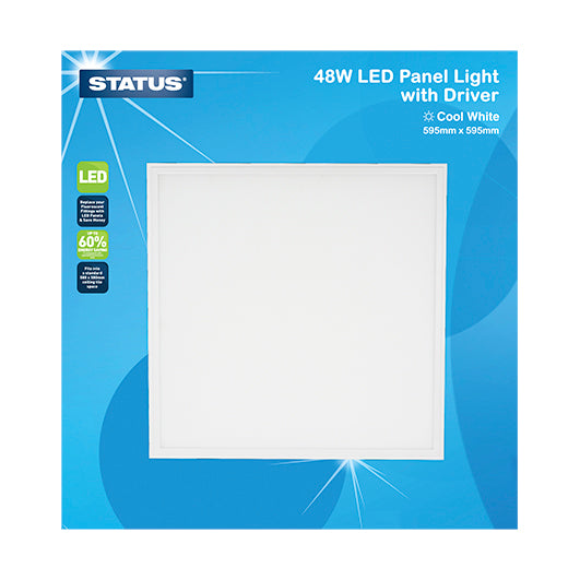 48w = 3800 lumens - Panel Light - Cool White - LED - 595mm x 595 mm - Pearl - 1 pk box