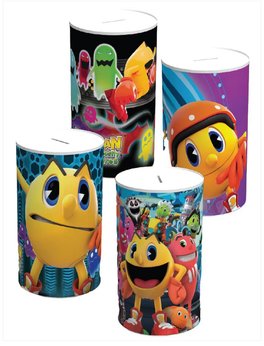 4 Assorted Styles Pac-Man Money Tin 145mm x 110mm