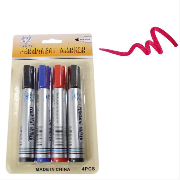 4 Pack Assorted Permanent Marker Pens