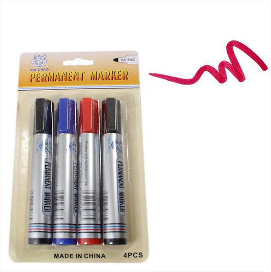 4 Pack Assorted Permanent Marker Pens