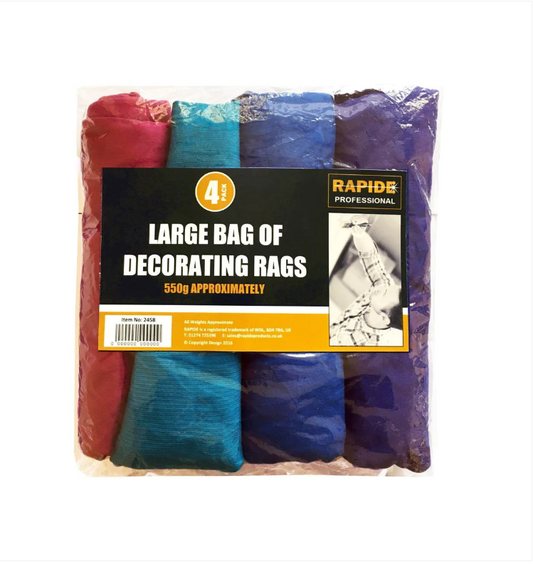 4 Pack Large Bag Of Decorating Rags Assorted Colour Home Garden Diy