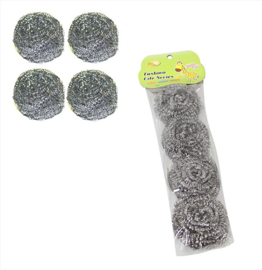 4 Pack Practical Cleaning Washing Up Steel Scourers Household Use