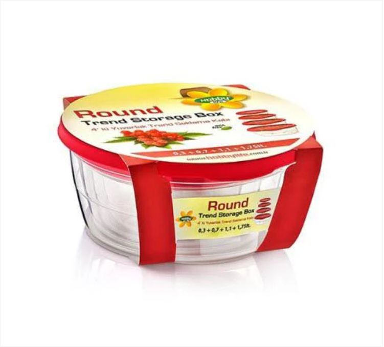 4 Pack Round Trendy Food Saver Storage Food Container With Lids