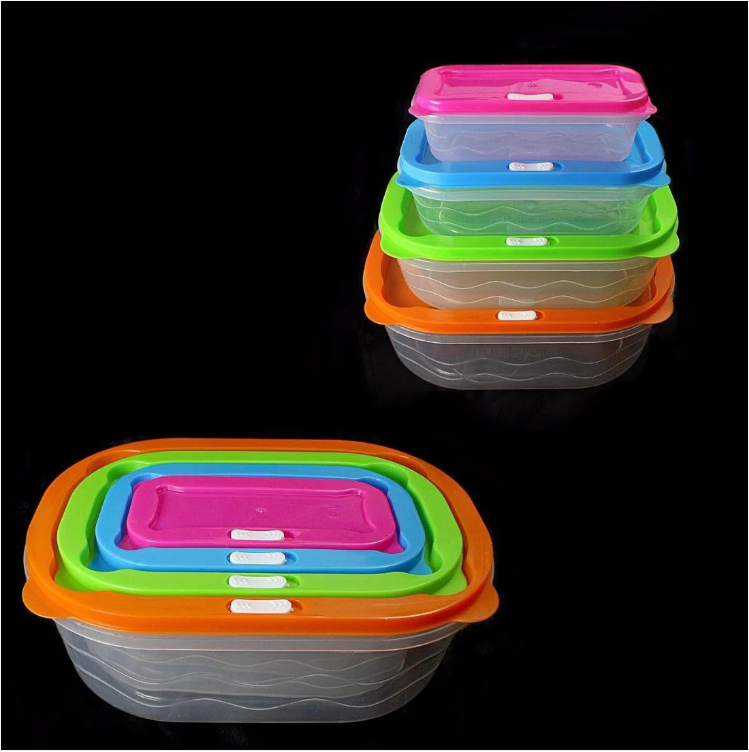 4 Piece Air Tight Set 4 Colour Lids Not Square Stackable Food Storage Set With Lids Home