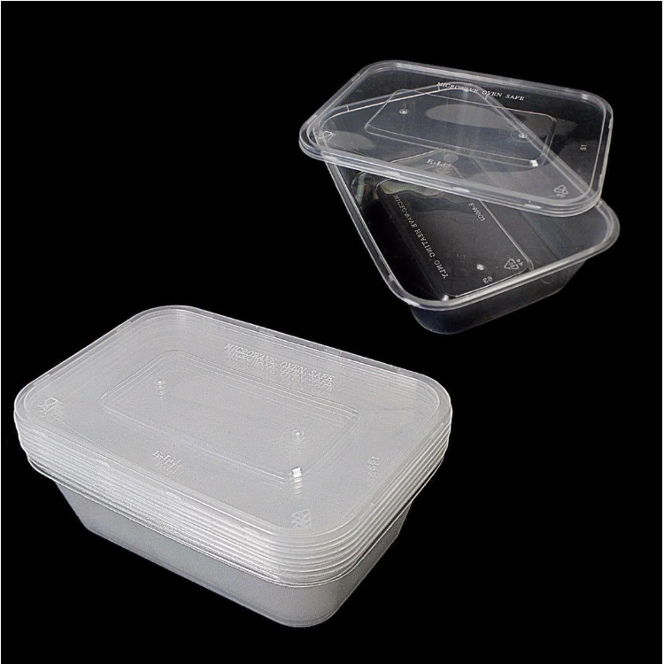 4 Rectangular Stackable Food & Meal Preparation Containers With Lids 1000ml