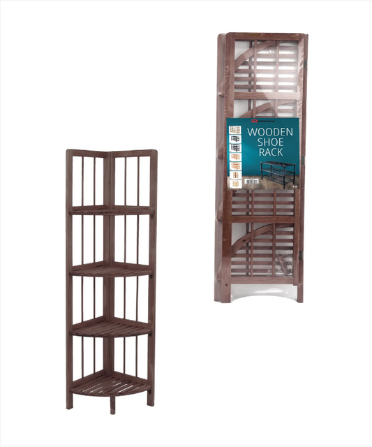 4 Tier Coffee Wooden Corner Rack Multipurpose Use Wooden Rack 28 x 26 x 110cm