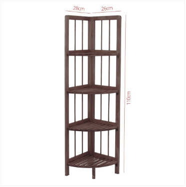 4 Tier Coffee Wooden Corner Rack Multipurpose Use Wooden Rack 28 x 26 x 110cm
