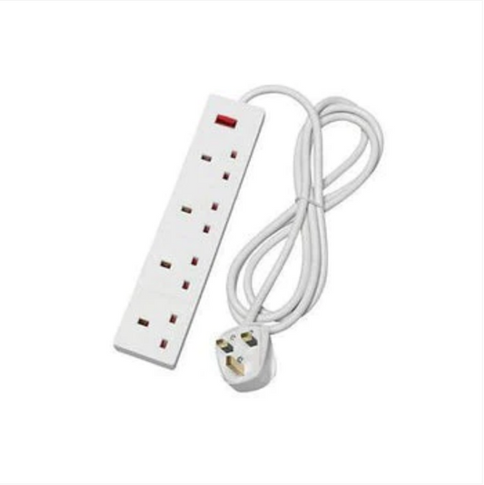 4 Way UK 3 Pin Plug Surge Protected Extension Lead 1 Metre