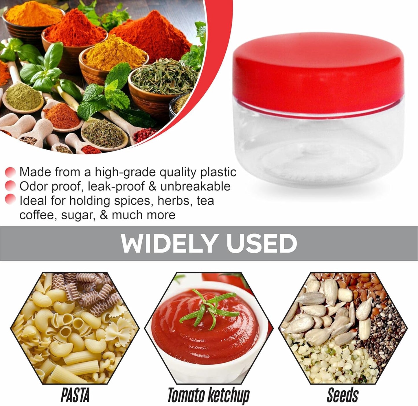 Clear Canister Pots Plastic Storage Jar 200ml