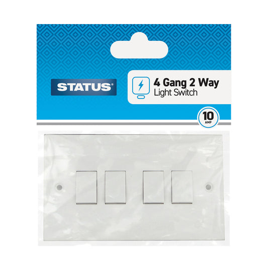 4 gang - 2 way - Light Switch - White - 1 pk - in Poly Bag / Header Card