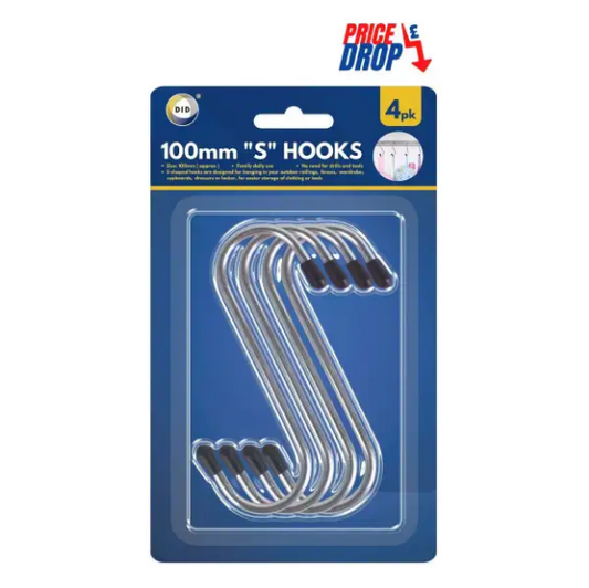 4pc 100mm "S" Hooks
