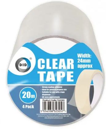 4pc 20m x 24mm Clear Tape