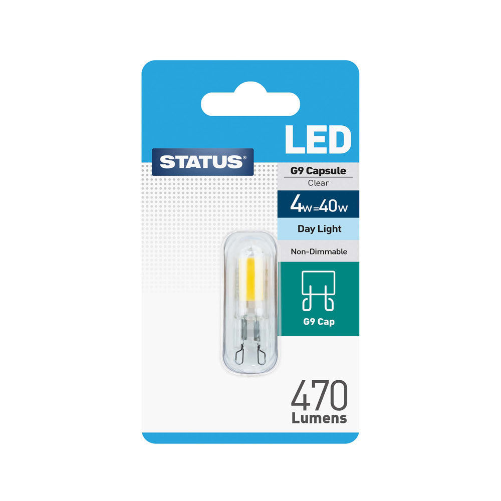 4w = 40w = 400 lumens - LED - G9 Plastic - Day Light - non dimmable - 1pk in a trapped box - in a white CDU