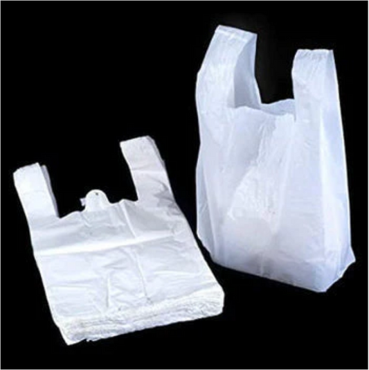 500 Piece Premium Jumbo White Vest Style Plastic Carriers Shopping Bags 14 x 22 x 23"