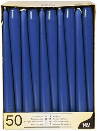 50 Dark Blue Taper Candles 250mm