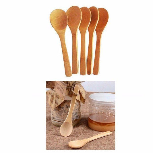 5 Kitchen Small Wooden Spoon Utensil For Condiments & Seasoning 12.5cm
