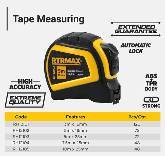5M*25MM /16' * 1'' TAPE MEASURE IMPERIAL & METRIC